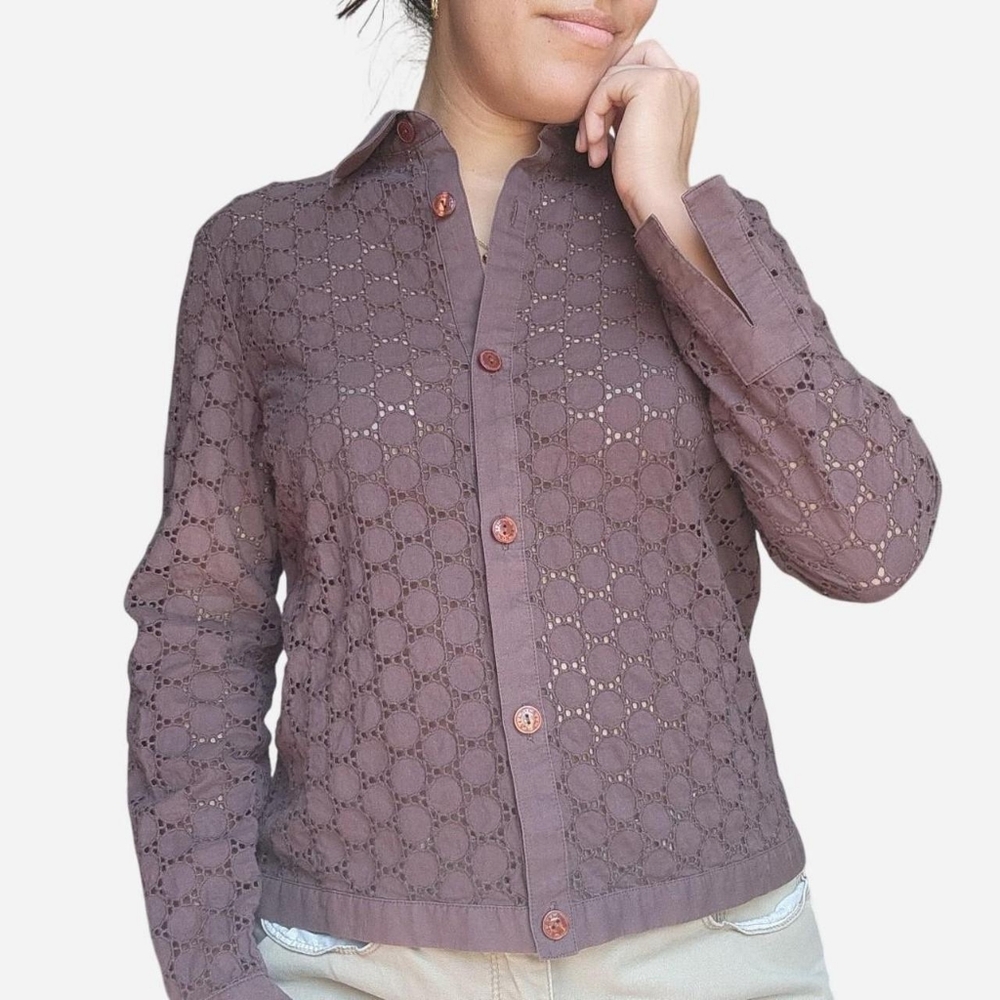 Vintage Brown Cotton Button-Up